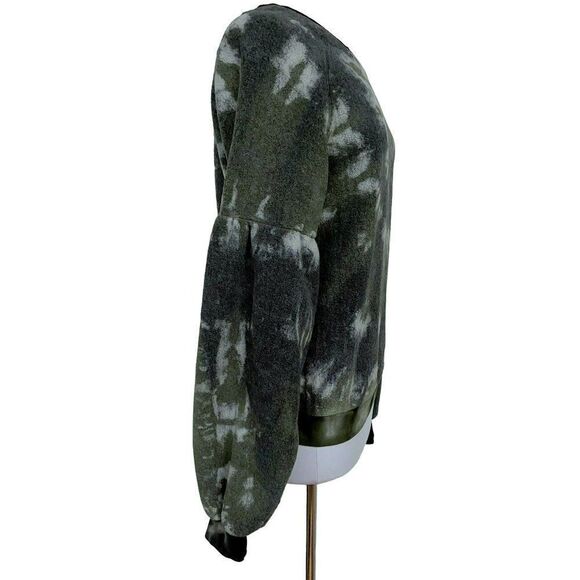 Electric & Rose Brushed Fleece Camo Pullover Sweatshirt Balloon Sleeves Sz S NEW - Picture 3 of 6